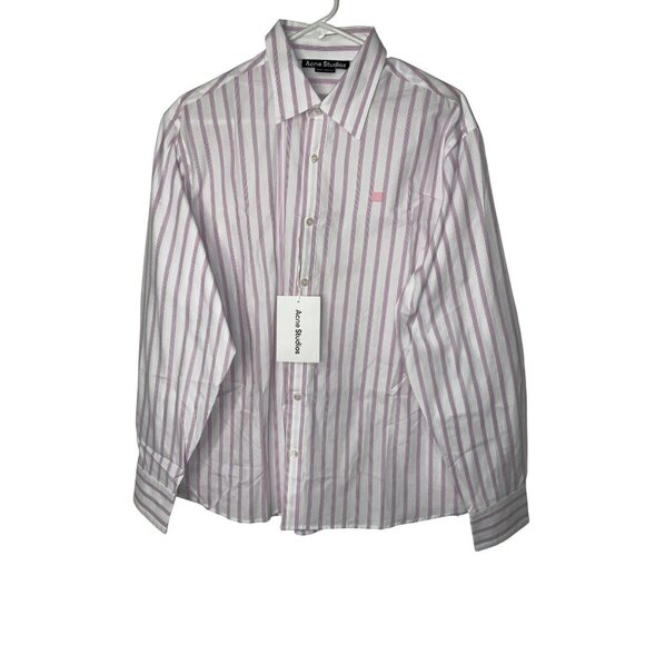 Acne Studios Button Up Shirt in White & Rose Pink Small New Womens Blouse as-is - Picture 6 of 17